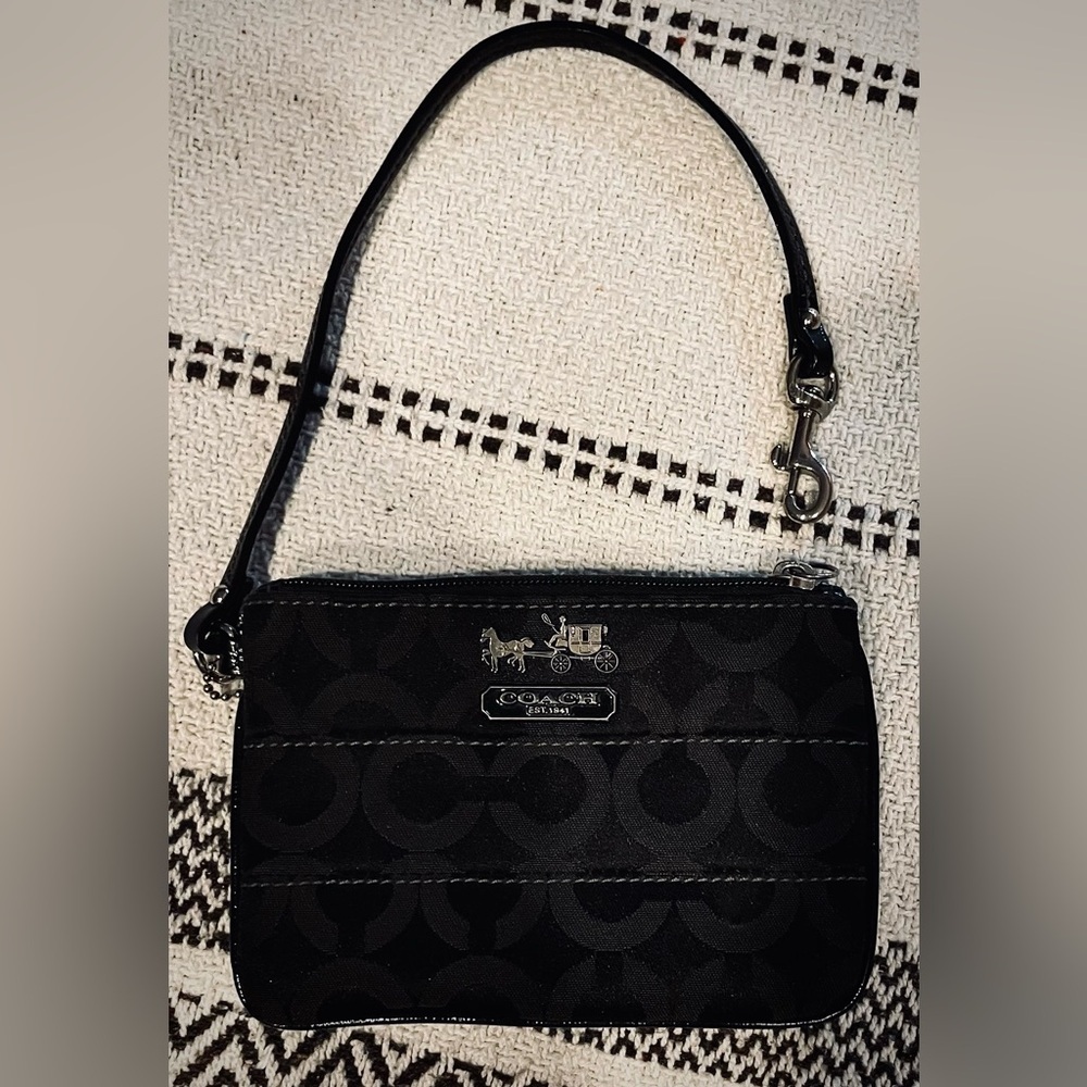 Coach Black Fabric Wristlet - Picture 2 of 8